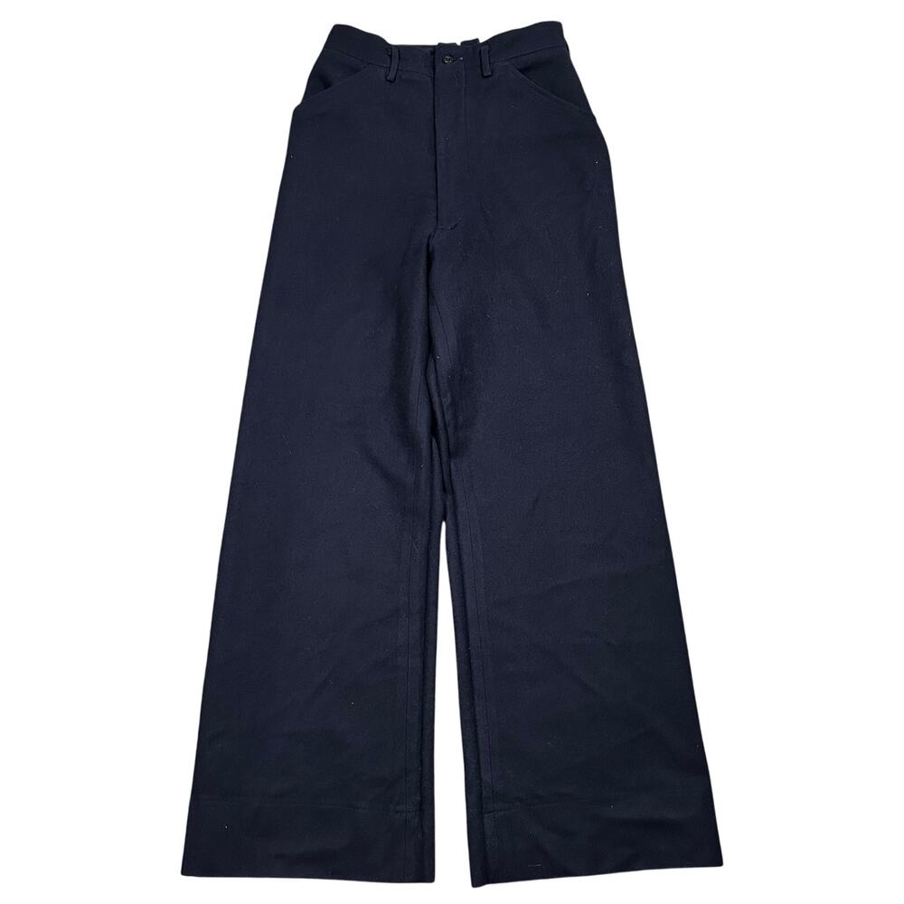 Vintage 70s US Navy Wool Sailor Pants Talon Bell Bottom Flare Trouser Navy 28x30